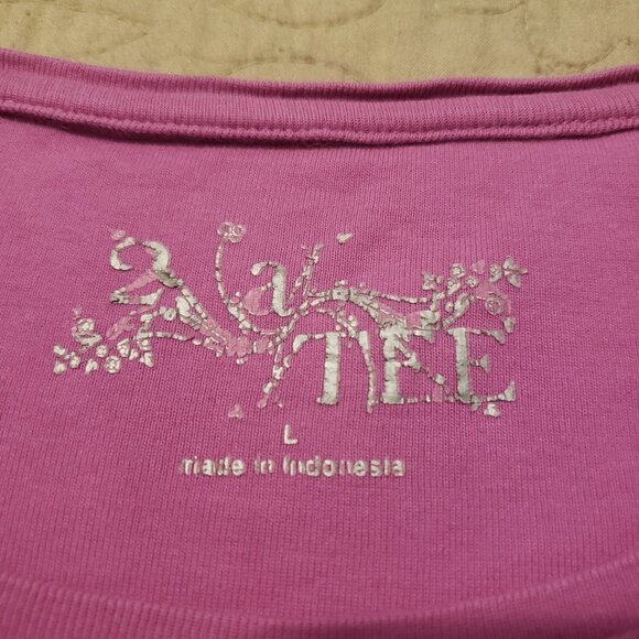 2 A Tee Fuschia Long Sleeve T-Shirt. Size LG. - Picture 3 of 5